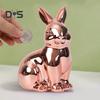 Figurka Króliczka Wielkanocnego Błyszcząca Statua Królika Skarbonka Rzeźba Vintage Króliczka do Dekoracji Stołu w Domu i Biurze Wiosenne Przyjęcia