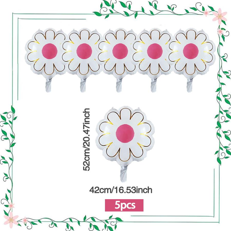 5pcs Matt Pink Candy Daisy Balloon Aluminum Foil Balloon Girl Baby Shower Birthday Party Wedding Decoration
