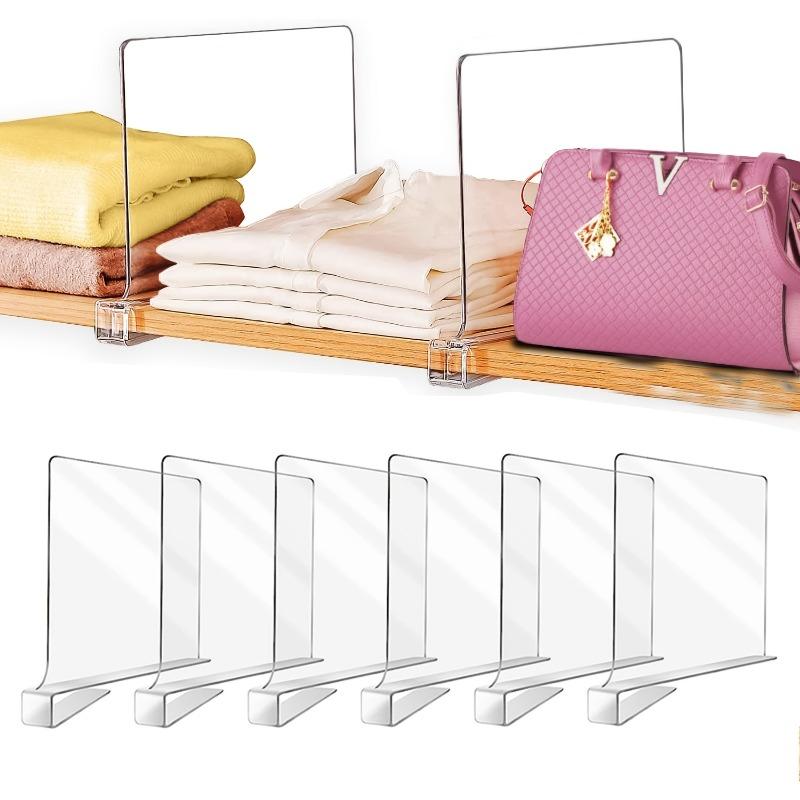 Transparent Wardrobe Divider Hard Organiser Women's Bag Accessories Clothing Storage Partition No Drill Closet Shelf Organizer