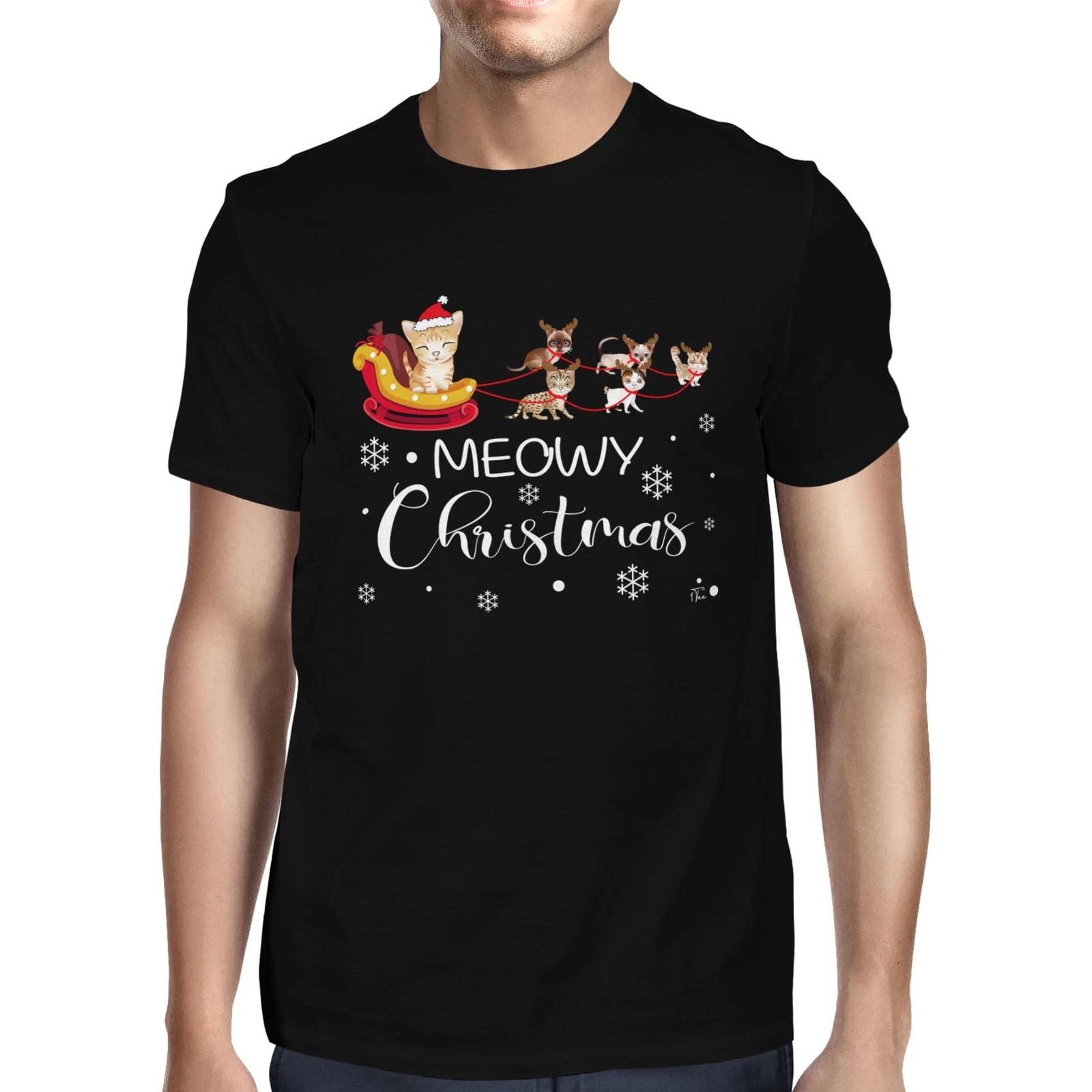 1Tee Mens Meowy Christmas with Cute Cats T-Shirt XXL