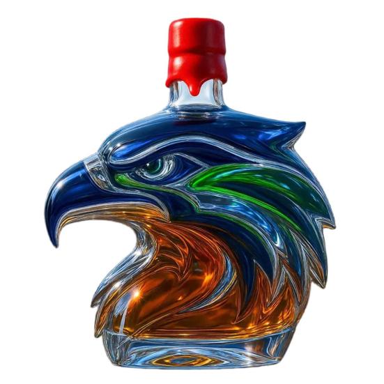 Láhev na whisky s orlí hlavou Unikátní skleněná karafa 3D Nádoba na likér pro whisky Víno Koktejly Kávu