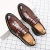 Men's Large Size Autumn Slip-on Loafers - British Style Pointed Toe Leather Shoes with Buckle.