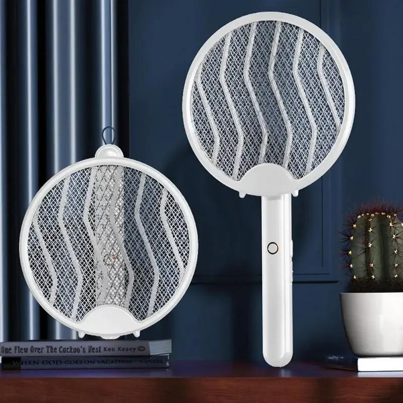 2-in-1 Electric Mosquito Swatter Mosquito Killer USB Rechargeable Angle Adjustable Electric Bug Zapper Fly Bat Insect Swatter