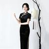 Black velvet national style new Chinese style Suzhou long autumn cheongsam improved young women's high sense daily wear
