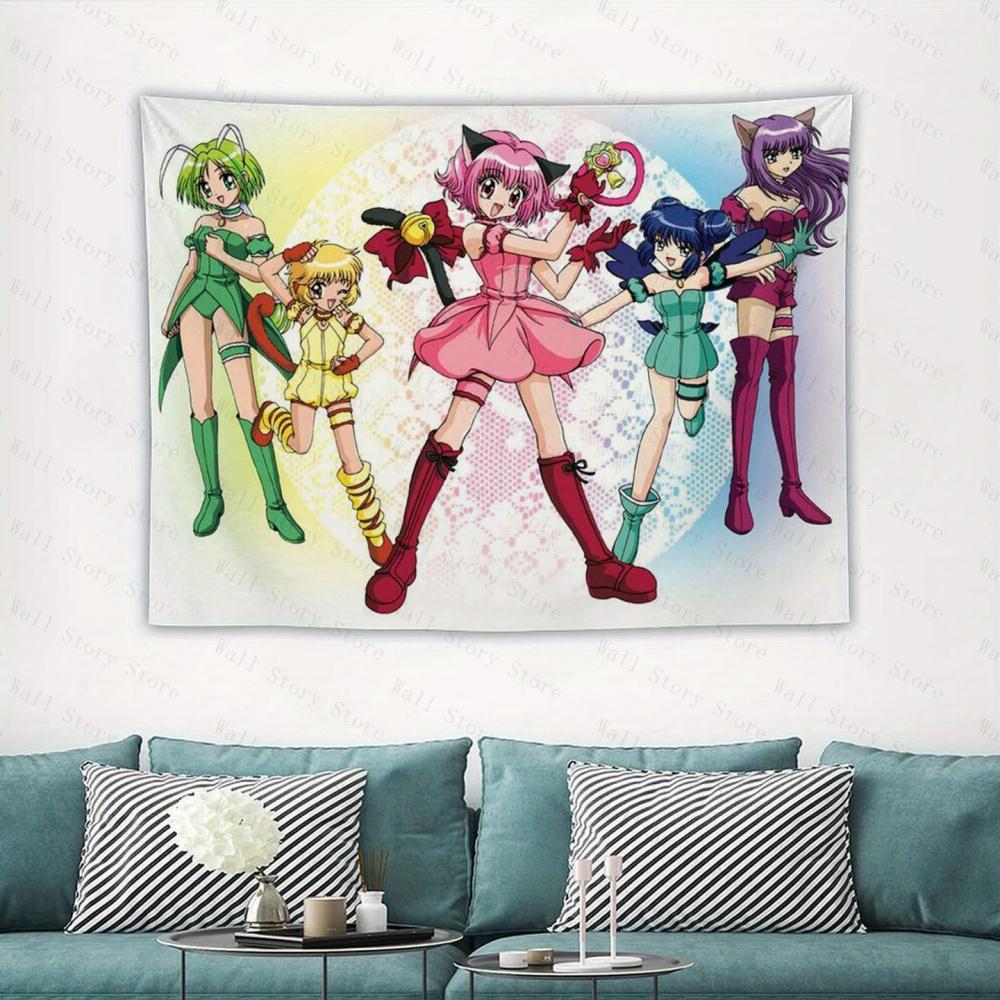 Anime Tokyo Mew Mew Cartoon Tapestry Room Decoration Banner Hanging Room Tapestry Decoration Party Tapestry Bedroom Tapestry