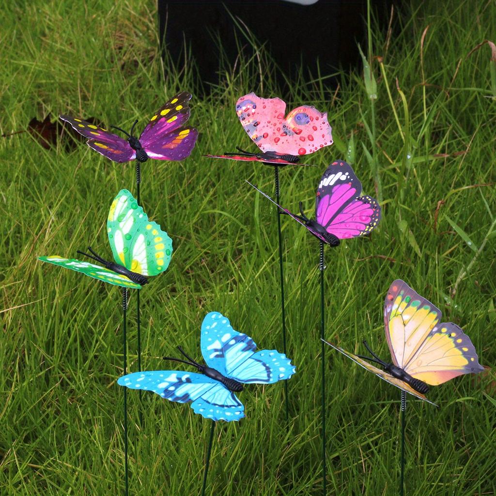 Single-Layer Butterfly Decorative Garden Stakes Home Decoration Vase Filling Garden Decoration Realistic 3D Butterfly Design