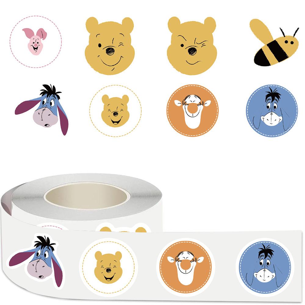 

500pcs/roll Cute Cartoon Disney Winnie The Pooh Stickers Anime Sealing Labels Decals Laptop Phone Guitar Reward Sticker Toy Gift