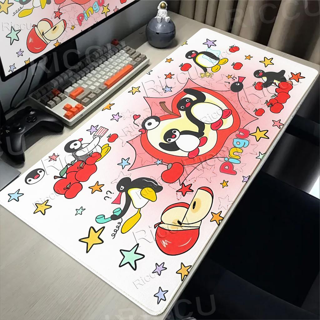 Cartoon Penguin Pingu Pattern Mouse Pads Anti-slip Rubber Computer Keyboard Mats Gamer Balance Decoracion Deskmat Laptop Carpets