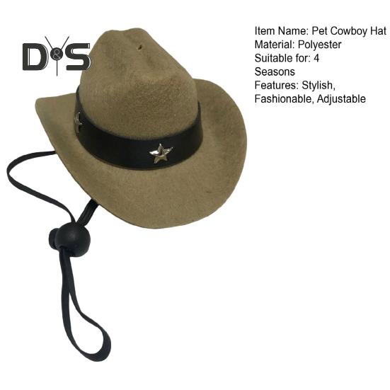 Pet Cowboy Hat Adjustable Mini Cat Cowboy Costume Accessory with Chin Strap for Halloween Christmas Parties