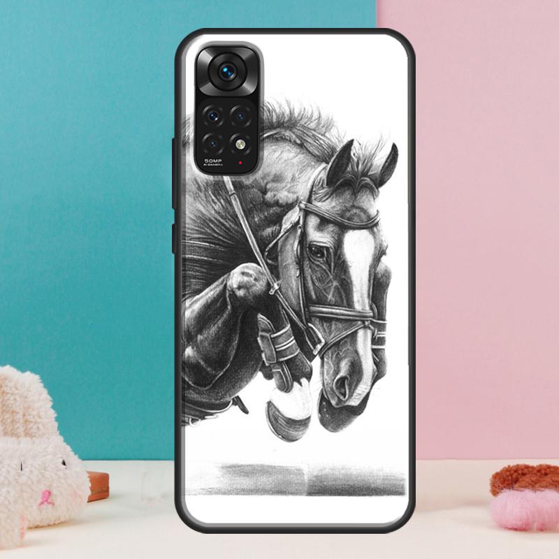 Horse Sketch Case For Xiaomi Redmi Note 14 13 12 Pro 11 9 10 9S 10S 11S 12S Redmi 14C 13C 10C 12C Cover