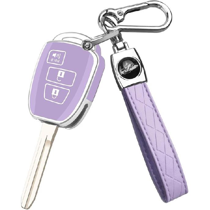 QBUC for Toyota Key Fob Cover with Keychain,Soft TPU Full Protection key fob cover Fit for Toyota 4Runner Corolla Tacoma etc
