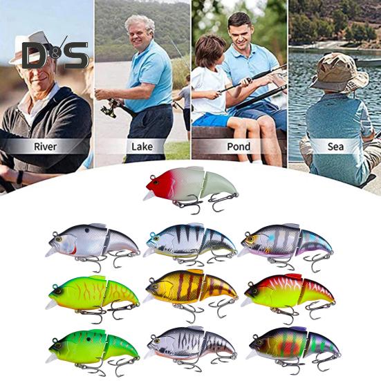 7,5 cm/12 g Leddelt VIB Fiskeagn med Kroker Realistisk 2-delt Svømmeagn Hardt Kunstig Agn Ferskvann Saltvann Fiskeutstyr