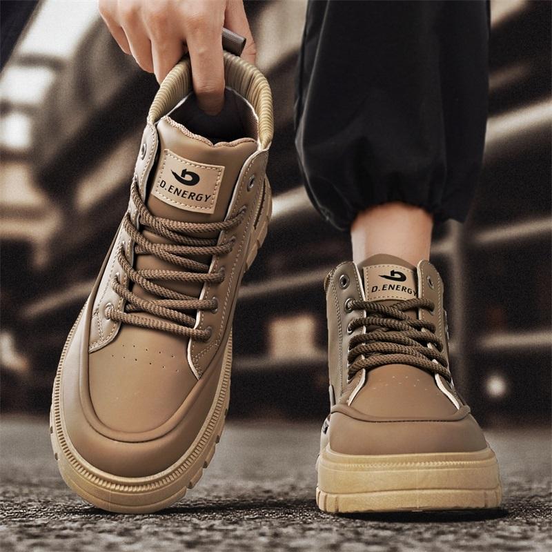 men's boots four season casual fashion comfortable high top casual boots outdoor thick soled anti slip commuting workwear boots