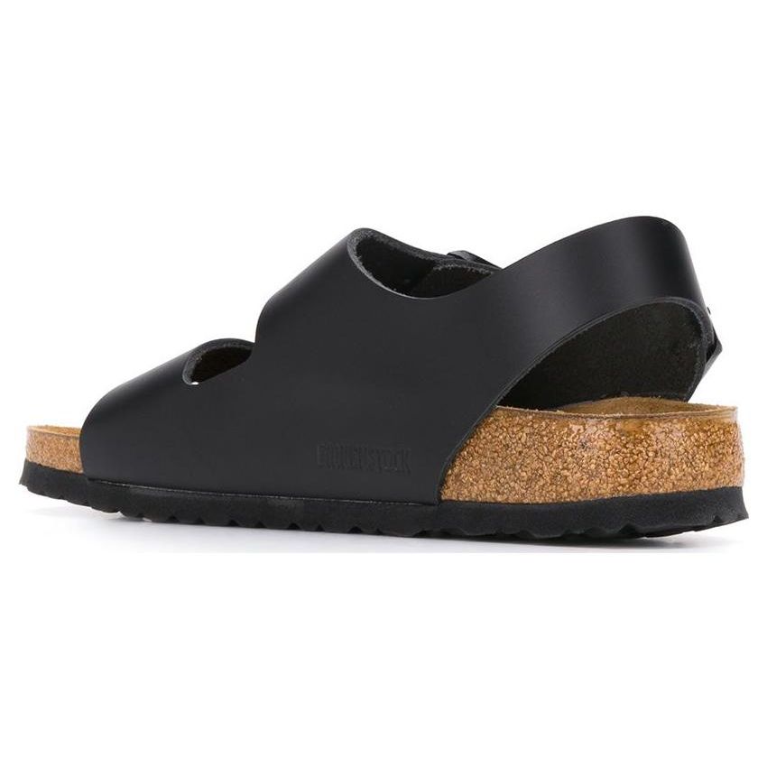 Birkenstock Milano Leather Soft Comfortable Thick Sole Double Buckle Outdoor Breathable Shoes Fashion Sandals Men Sandals Black 0034193