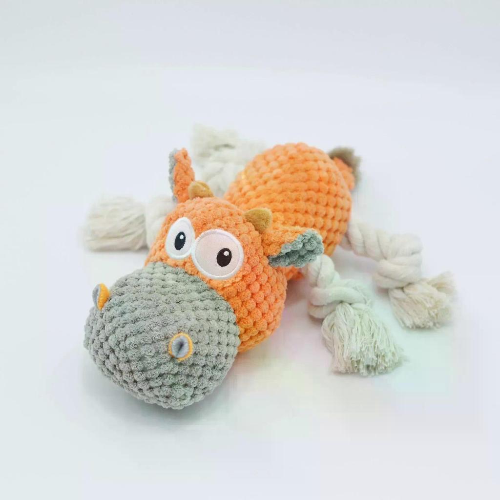 Dog Toys, Dog Plush Toy for Large Breed, Cute Squeaky Dog Toys with Crinkle Paper, Dog Chew Toys for Puppy, Small, Middle, Big Dogs (Cow)