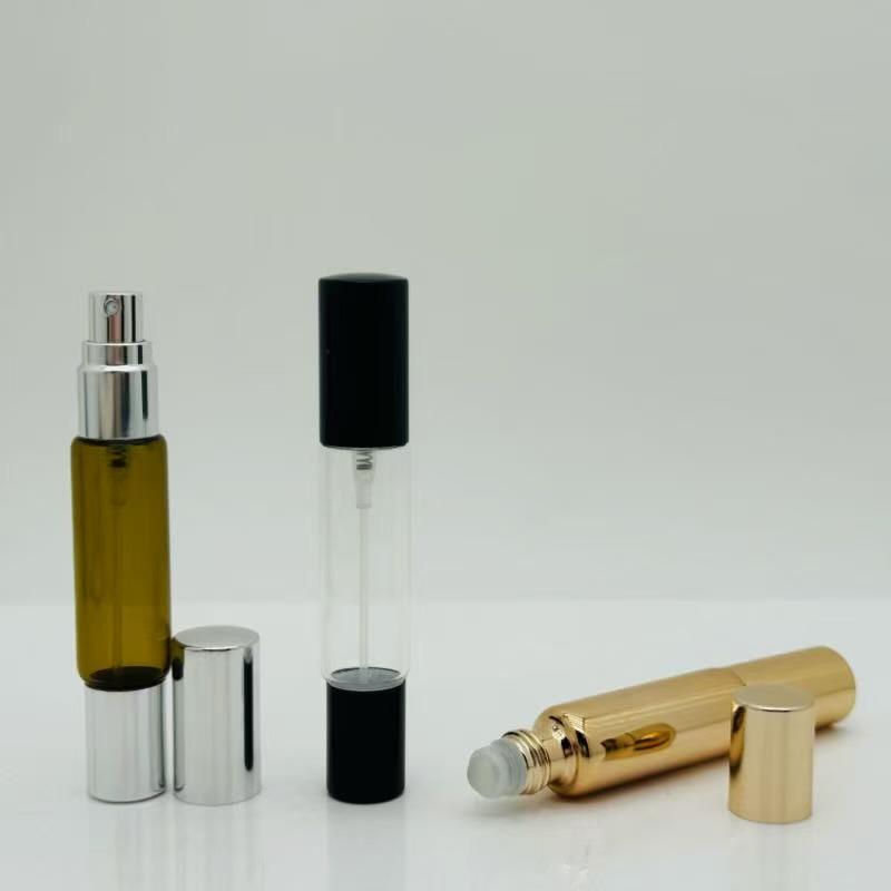 10ml Dual Rollerball Perfume Decanter - Cylindrical Sample Bottle for Cosmetics