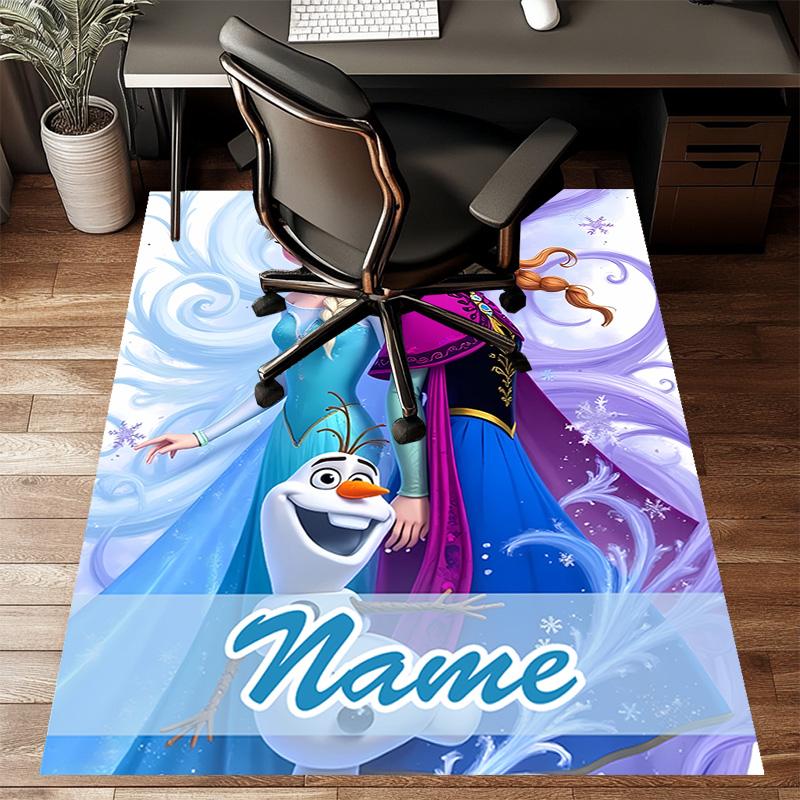 Custom Frozen Mat Personalized Name, Polyester Washable Indoor Entryway Rug, Gift for Christmas, Easter, Thanksgiving Day