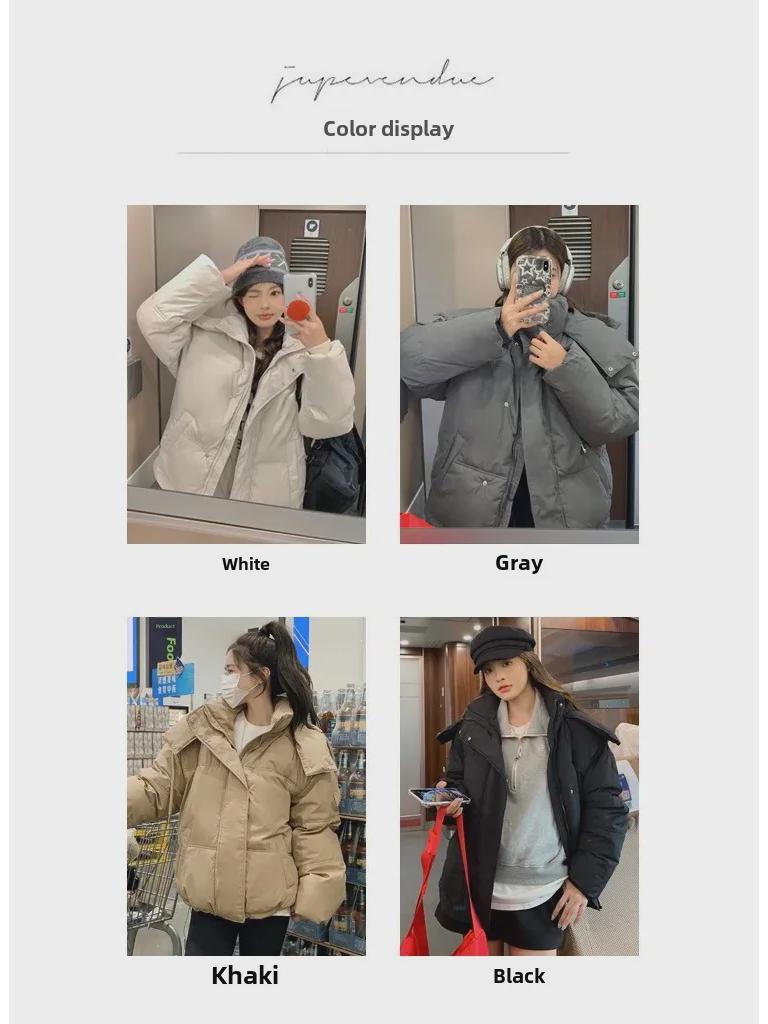 Women's Short Hooded Cotton Jacket - Korean Style Design, Thickened