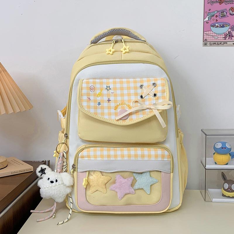 Schoolbag female high-value cute primary school students contrasting color backpack Korean version ins college style junior high school backpack