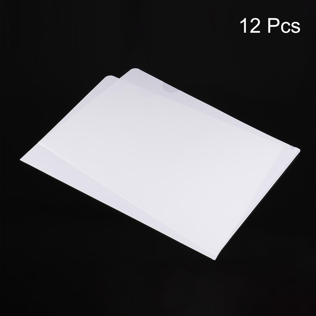 12/24Pcs L Type Folders A4 Plastic File Project Pockets File Folder Clear Paper Document Jacket Sleeve School Office Supplies