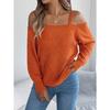 Women S Solid Off Shoulder Lantern Sleeve Pullover Sweater