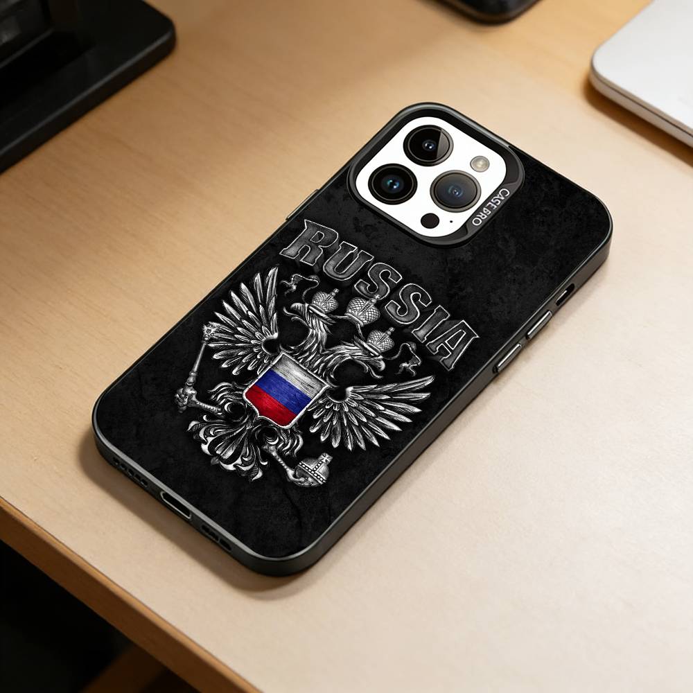 Russian National Emblem Phone Case For iPhone 17,16,15,14,13,12,11 Plus,Pro Max,XS,Colorful Silver Phone Case Funda Cover