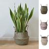 Handmade Seaweed Wicker Basket Collapsible Seaweed Flower Pot Rattan Straw Basket  Garden