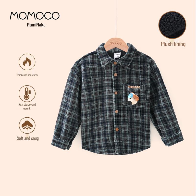 MOMOCO Boys 2025 Winter Plaid Fashion Shirt 110