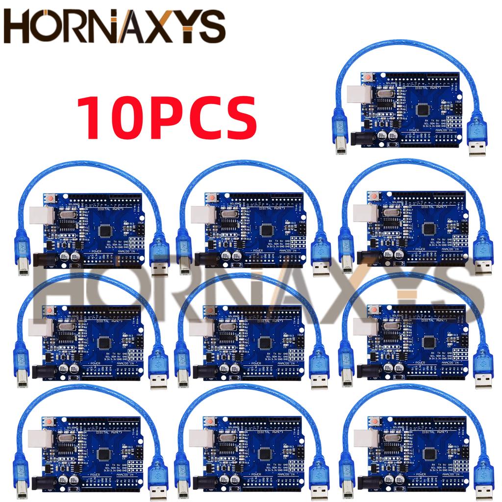 1-10PCS UNO R3 CH340G MEGA328P Chip UNO R3 + USB/TYPE-C/MICRO Cable ATMEGA328P-AU Development Board 16Mhz