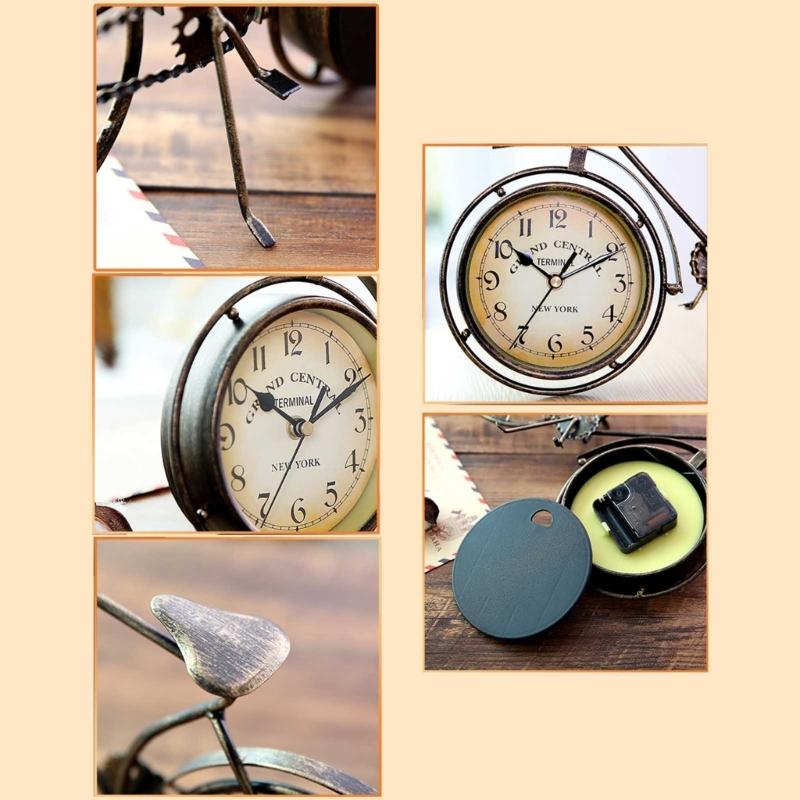 Antique Bicycle Alarm Clock Arabi Numeral Desk Clock Vintage Table Clock Home Office Bedroom Dormitory Decoration