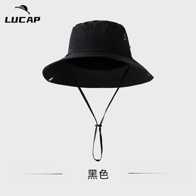 

Outdoor climbing bucket hat large brim summer new sunscreen sunshade UV protection quick drying camping cowboy hat чорний