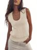 Women's Ribbed Knit Sweater Vest Sleeveless Scoop Neck Summer Casual Tank Top