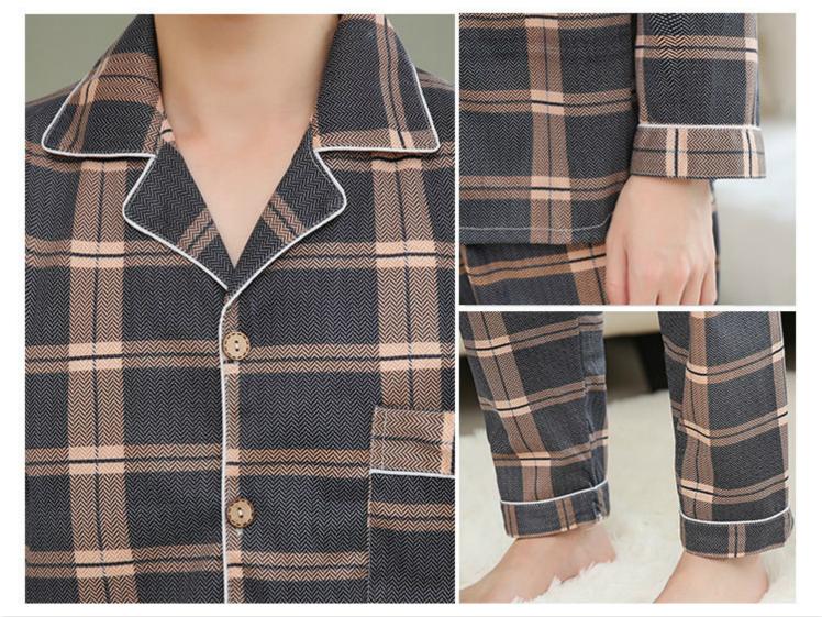 Ensemble pyjama 2 pièces pour hommes, chemise à manches longues et pantalon, vêtements de maison, vêtements de nuit, printemps-automne