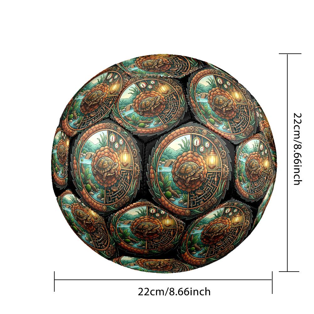 Steampunk Turtle Oasis Round Football Size 5 Adult Ball Suitable for Training Matches and Outdoor Team.