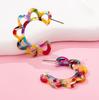 Elegant European-American Light Luxury Colorful C-Shaped Acetate Earrings