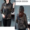 Spring Autumn New Print Chiffon Shirt Women's Long Sleeve Top Fashion Turn Dowar Collar Bottoming Blouse M-4XL