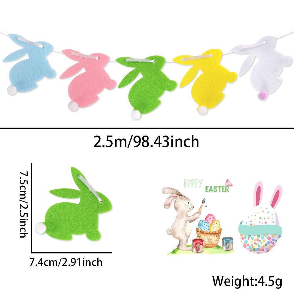 Vibrant Easter Felt Banner With Colorful Bunny Flags And Decorative Flower And Egg Stickers