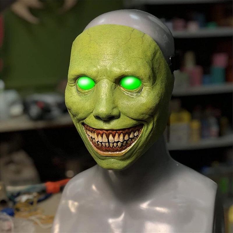 2021 Halloween Exorcist Demon Mask - Smiling White Face with White Eyes Horror Mask