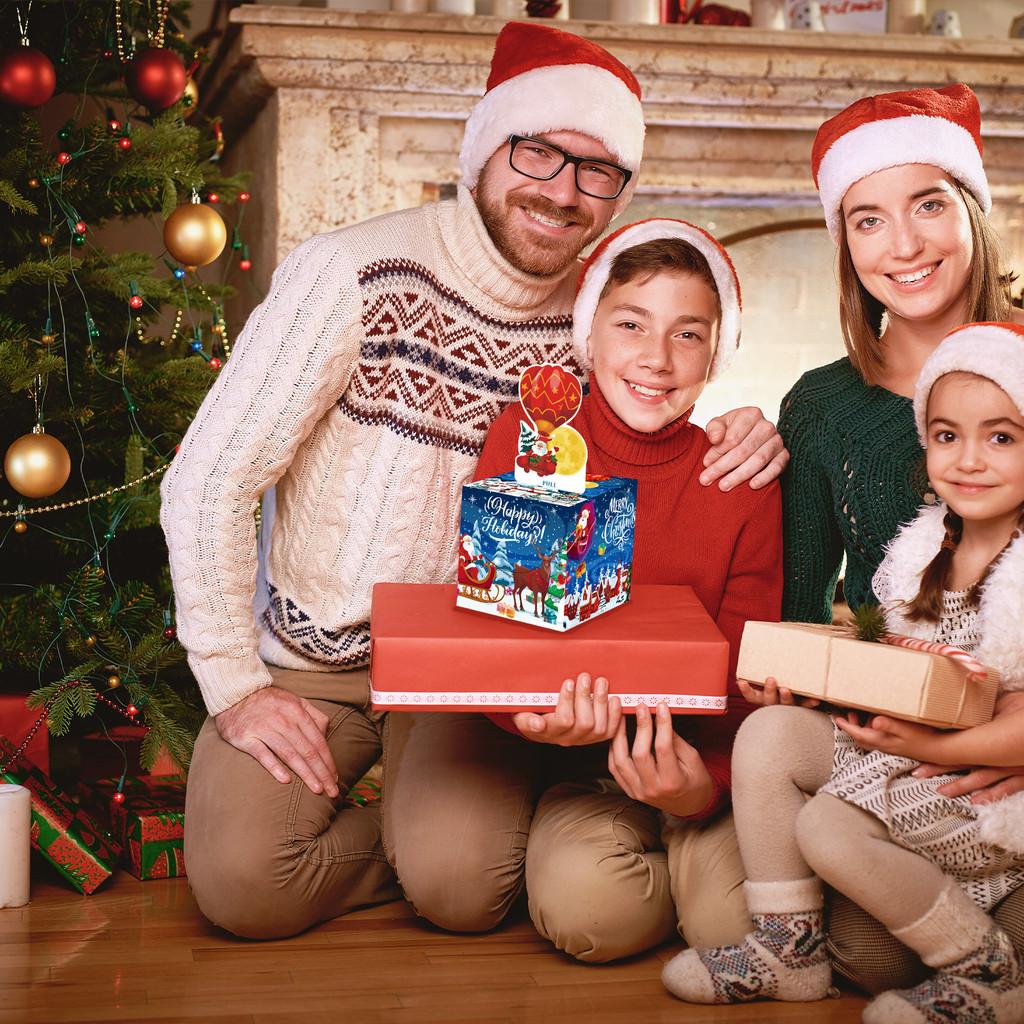 Deep Christmas Blue Theme Pattern Gift Box Holiday Decoration Atmosphere Prop