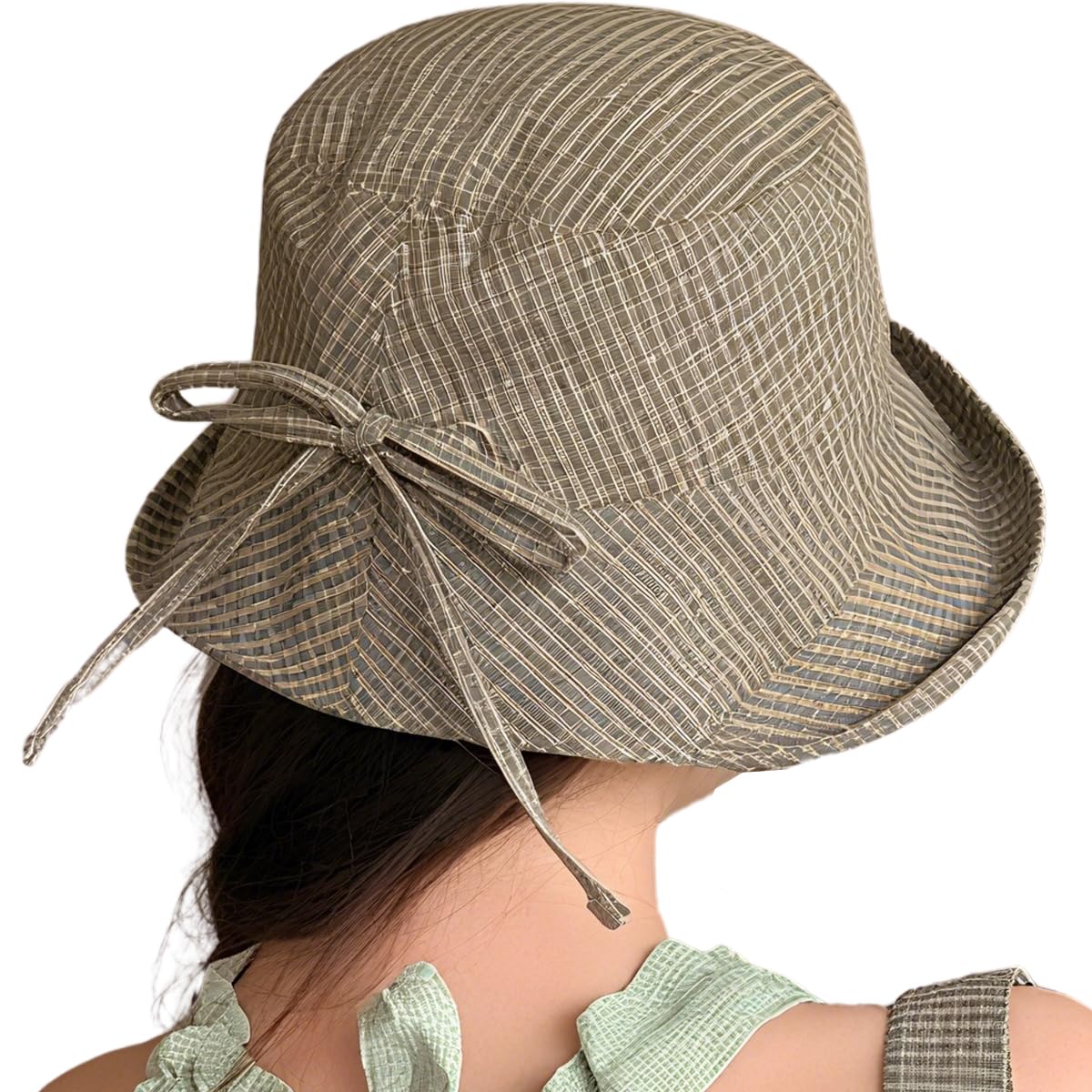 

Checkered Sun UV Adjustable Slimming Wide Perfect for Spring Sun Heat UV Protection Hat MZ021 [YUANLIFE] Women s Hat, Protection, Size, Foldable, зелёный