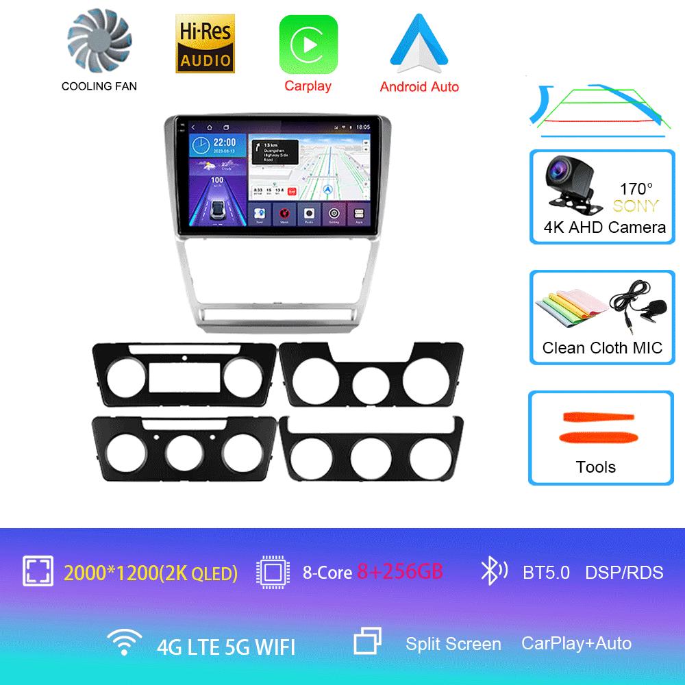 Car Radio Android 14 for Volkswagen Skoda Octavia 2 A5 2007 - 2014 Multimedia Video Player Navigation 2Din Carplay DVD Head Unit