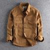 Camicia da lavoro retrò autunnale da uomo con taschino giacca ampia di tendenza