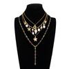 Boho Conch Starfish Baroque Imitation Pearl Colorful Crystal Y-shaped Necklace for Women Multilayer Star Choker Beach Jewelry Accessory