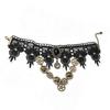 Retro Gothic Black Lace Choker Necklace with Steampunk Gear Design for Women