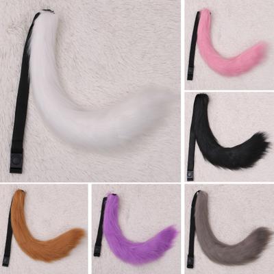 Cosplay Fausse Queue de Renard Douce Peluche Floue Couleur Unie Tour de Taille Réglable Bande Élastique Performance Club Danse