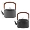 1.2L Aluminum Alloy Camping Kettle with Anti-Scalding Wooden Handle Portable Lightweight Outdoor Traveling Hiking Picnic Coffee Pot Tea Kettle