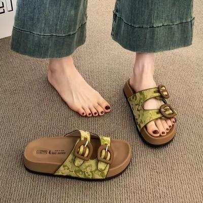 Fashion Comfortable Soft Wood Women's Slippers Casual Outdoor Fashionable Trendy Floral Pattern Adult Size Quality Chinese Production
