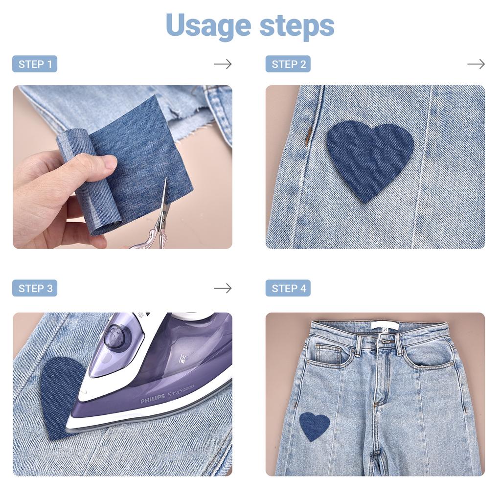 8X51cm Vintage Cotton Blue Denim Fabric For DIY Dolls Clothing Jeans Bag Cap Apron Crafts Manual Repair Repair Patches Mending