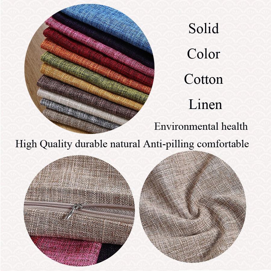 Pillow Case Home Decoration Salon Cushion Cover 50X50 Solid Pillowcase with Zipper Cotton Linen for Sofa Car Chair 45x45 40X40