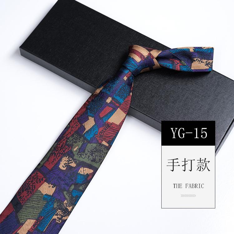 Pattern Printed Tie Men'S 9Cm Wide Personalized Retro Banquet Hosting Suit Large Flower Polyester Hand Tie